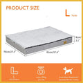 Large rectangular dog bed for Australian Shepherd, gray and white, 95x70x8cm size chart