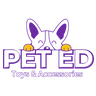 Petstore Ed logo featuring a stylized dog ears illustration above the brand name “PET ED” in white lettering on a yellow background, representing pet toys and accessories brand.