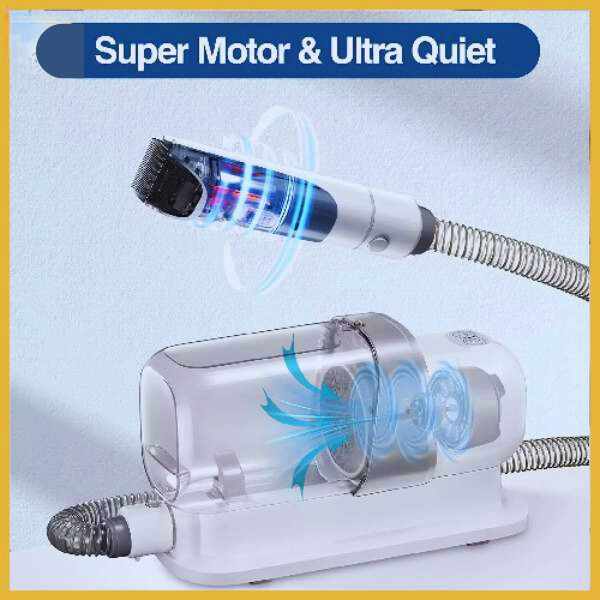 Silent dog clipper with super motor and vacuum function, labeled ultra quiet