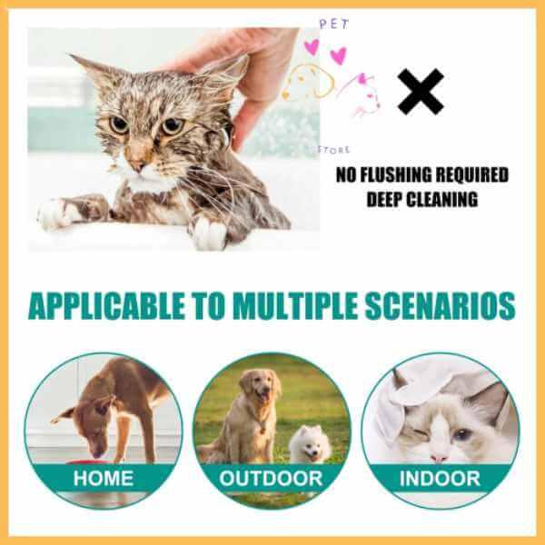 No flushing required deep cleaning cat glove for pet care, suitable for home, outdoor, indoor use