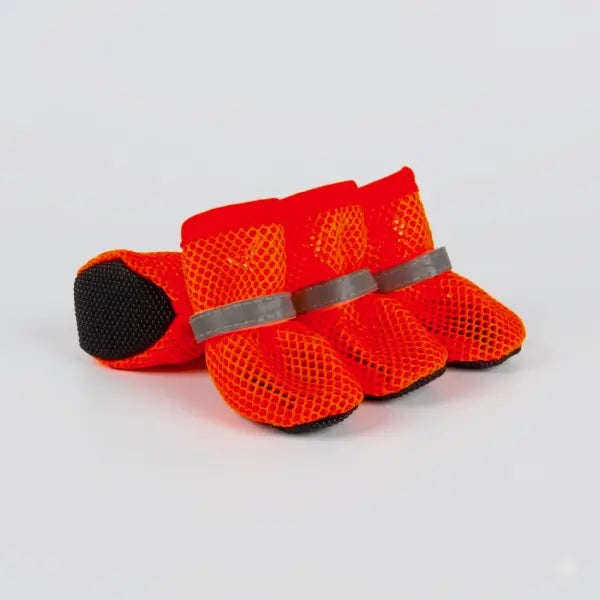 PawAir orange dog boots — lightweight breathable mesh, anti-slip sole, 4 boots per pack