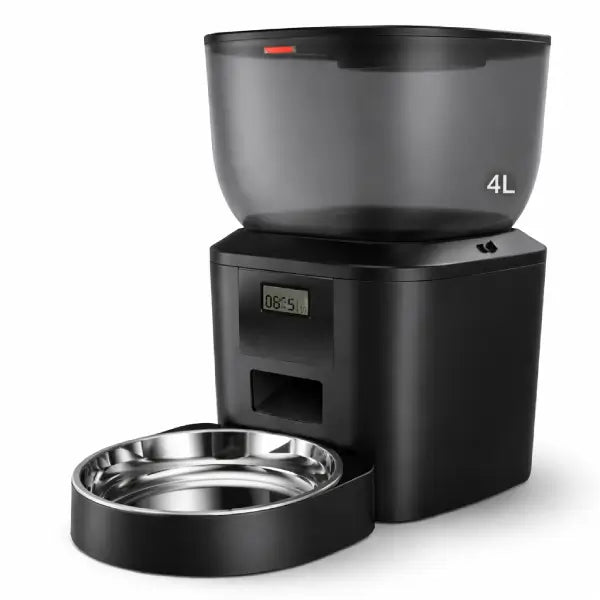  Small household automatic pet feeder 4L with timer and single stainless steel dish