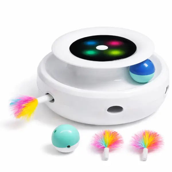 Cat enrichment toy full accessories colorful feather and spinning ball
