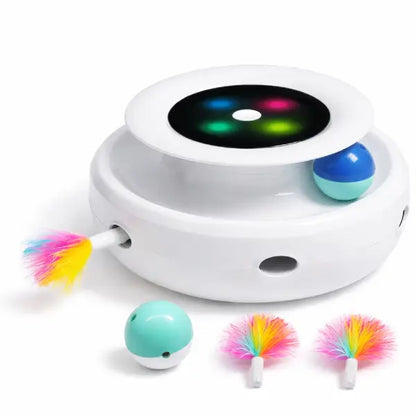Cat enrichment toy full accessories colorful feather and spinning ball