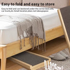  dog stairs folded flat under corner bed — easy to store after use