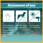 Pet grooming gloves usage guide with step-by-step instructions and illustrations.