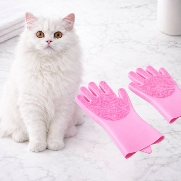 Bath brush for cats and pets with soft silicone bristles