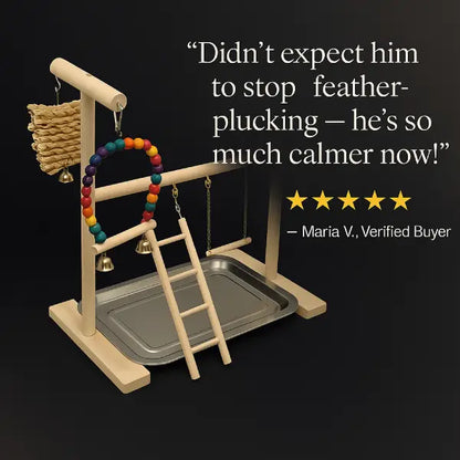 5-star review for PlayBlock bird toy reducing anxiety and destructive habits