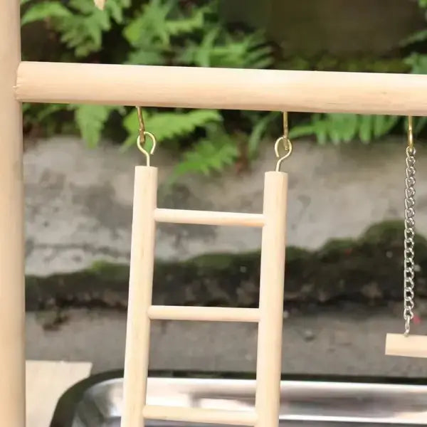 Safe hanging ladder accessory for parrot play gyms and bird stands