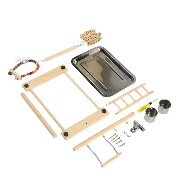  parrot enrichment toy kit with safe components and colorful pieces