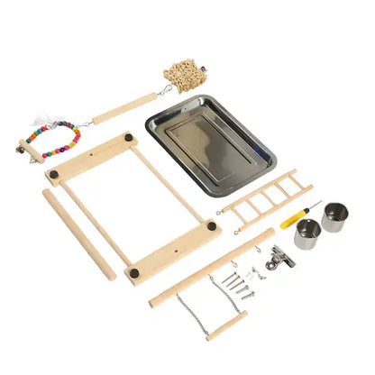  parrot enrichment toy kit with safe components and colorful pieces