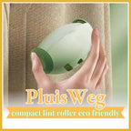 Hand using PluisWeg reusable lint roller on fabric, eco-friendly compact pet hair remover