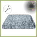 Gray orthopedic pet bed with plush texture, zipper cover, washable, non-slip design