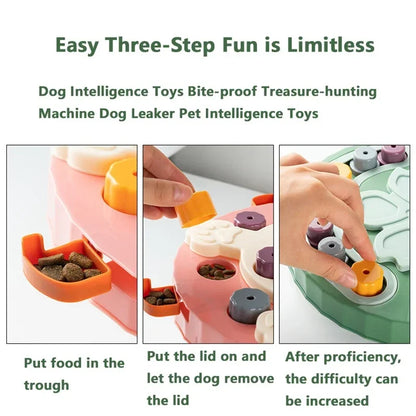 Interactive pet toy with lids for mental stimulation and slow feeding