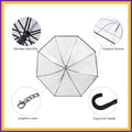 Transparent dog umbrella with stainless steel ribs, ergonomic handle, and lengthen leash
