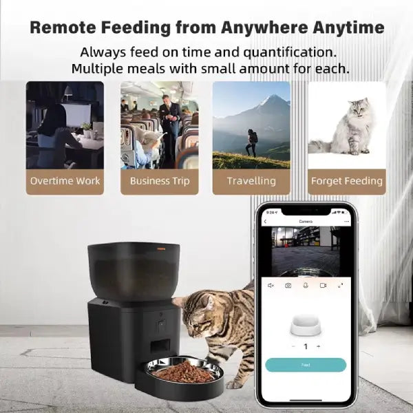 Pet camera feeder with smart app feeding schedule and portion control