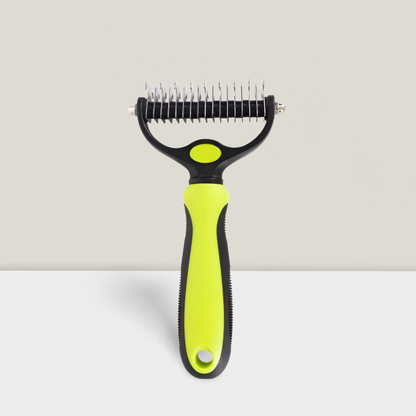 Lightweight undercoat rake for dogs with safe curved teeth