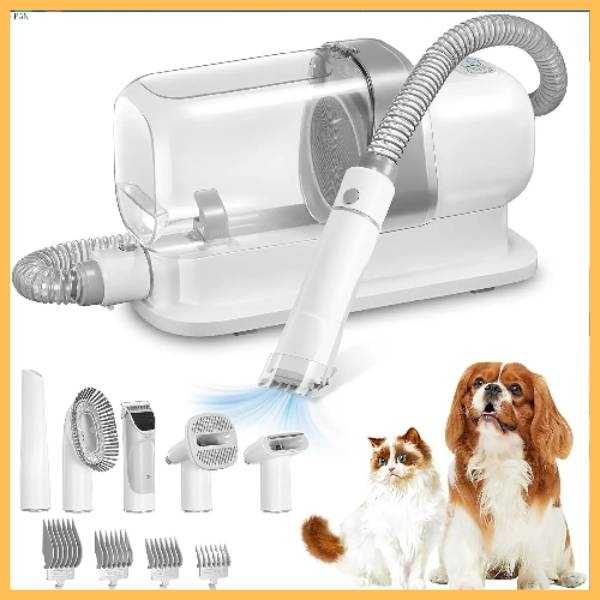 Silent dog clipper grooming tools set with attachments, cat and dog, white background