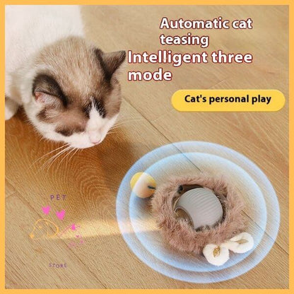 Fuzzy bunny ear design on SmartBol cat ball, promoting independent play.