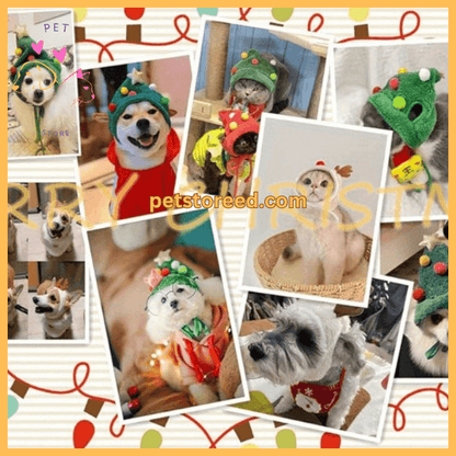 Pet holiday costumes by SnuffelKerst, featuring reindeer and Christmas tree designs