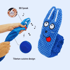 SnugBug Bunny Blue plush dog toy showing the built-in squeaker