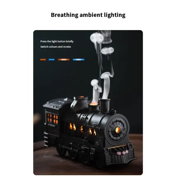 Train diffuser with breathing ambient light, showing how to switch between colour modes
