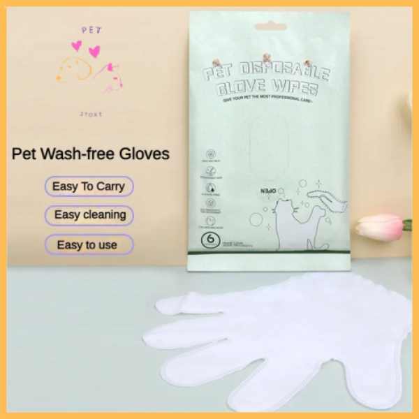 Pet wash-free cleaning gloves with disposable glove wipes, easy to use and carry.