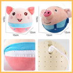 Washable pig-shaped interactive dog toy bouncing ball, pink and blue, 15cm size