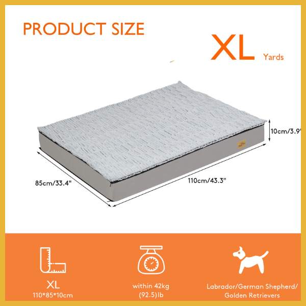 XL memory foam dog cushion, 110x85x10cm, suitable for large breeds like Labradors