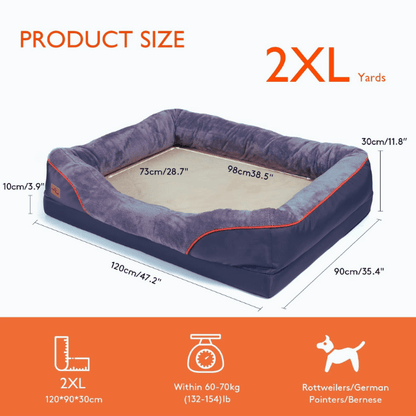2XL Zlee orthopedic bed for dogs 60–70kg with washable memory foam.