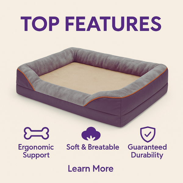 Zlee large dog bed with breathable fabric and anti-slip bottom.