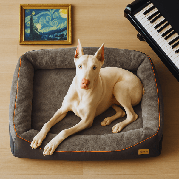  Zlee luxury dog bed for joint pain with soft plush, top view of pet in calm posture.